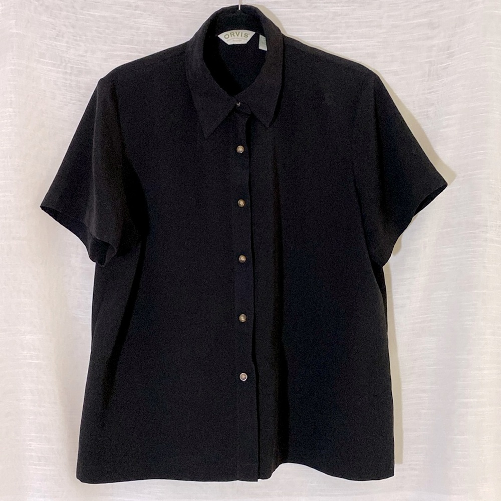 Orvis Black Vintage Short Sleeve Button Up